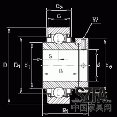 外球面球軸承 E40-KRR, 圓柱外圈，偏心鎖圈定位，兩側(cè) R 型密封