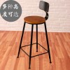 鐵藝吧臺椅實(shí)木星巴克咖啡廳前臺椅復(fù)古酒吧椅家用靠背高腳凳椅子